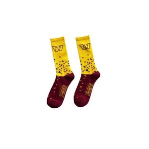 NFL Washington Commanders Mens Crew Socks Burgundy Gold Large Football Fan Gear